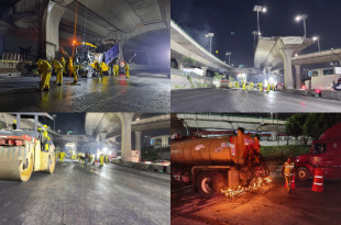 Trabajos de bacheo y renivelación en el Periférico Norte