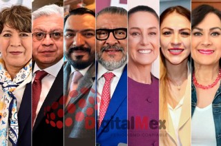 Delfina Gómez, Cristóbal Castañeda, Hugo de la Cuadra, Horacio Duarte, Claudia Sheinbaum, Mónica Chávez, Jacqueline García