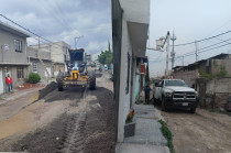 Trabajos de fresado y cambio de luminarias en La Laguna Chiconautla
