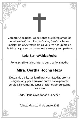 Esquela Bertha Rocha Reza