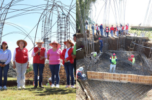 Autoridades municipales durante la supervisión de obras en Villa Victoria.