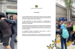 Confrontamiento entre policía municipal y estudiantes de la UAEMéx