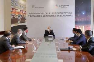 Reunión de Alfredo del Mazo con ejecutivos de Cinemex