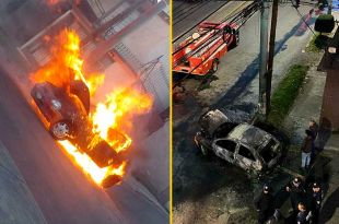 #Video: Vehículo arde en llamas sobre Paseo Tollocan