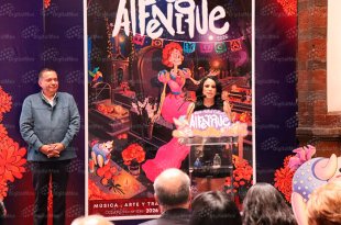 La directora general de Educación, Cultura y Turismo de Toluca, Victoria Sánchez Gómez, acompañada por el alcalde Ricardo Moreno Bastida, presentó los detalles de la Feria y Festival Cultural Alfeñique 2026.