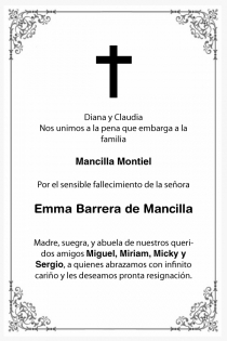 Esquela Emma Barrera de Mancilla