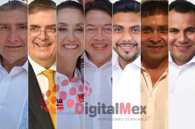 Adán Augusto López, Marcelo Ebrard, Claudia Sheinbaum, Mario Delgado, Adolfo Cerqueda, Mario Cervantes Palomino, Rigoberto Vargas