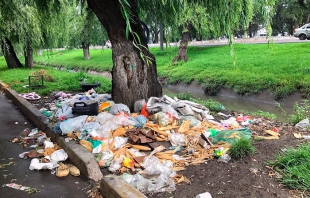 Basura que tira la gente Paseo Tollocan llena diariamente un camión