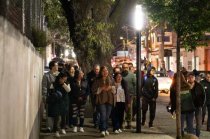 Nancy Valdez, presidenta municipal de Ocoyoacac, durante la entrega de la obra de alumbrado público en la avenida Martín Chimaltécatl.
