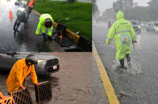 Personal municipal realiza labores de desagüe tras las lluvias