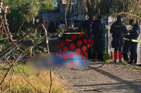 Área acordonada en el terreno de cultivo de Villa Cuauhtémoc