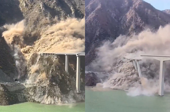 El puente Hongqi, de 758 metros de longitud, colapsó parcialmente en Ma’erkang