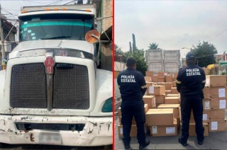  El vehículo y la mercancía, reportados como robados, fueron trasladados con apoyo de una grúa y puestos a disposición de la autoridad