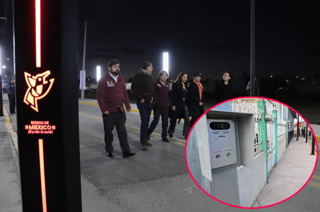 La gobernadora Delfina Gómez supervisa la instalación de dispositivos de seguridad como parte de la estrategia ‘Caminemos Seguras’ en Toluca, para proteger a mujeres y niñas.