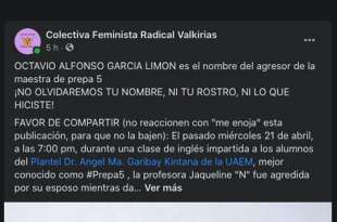 Post publicado el día de hoy por Colectiva Feminista Radical Valkiras