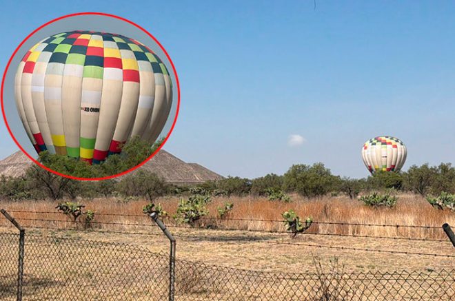 Video: Globo aerostático aterriza de emergencia dentro de Teotihuacán durante cierre por tiroteo