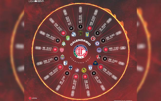 Con relación al partido más esperado el Toluca, será en la jornada 9 ante las Águilas del América en el mismo Nemesio Diez, duelo a disputarse el sábado 18 de septiembre a las 19:00 horas