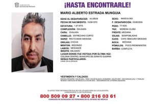 Mario Alberto Estrada Munguía fue reportado como desaparecido