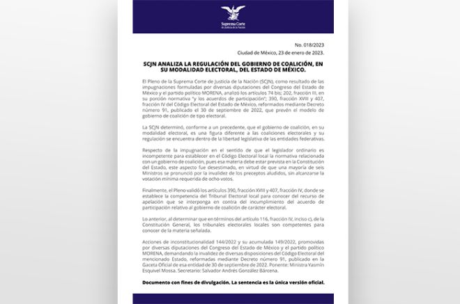 Revés a Morena, SCJN valida gobiernos de coalición en #Edoméx