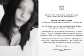 La comunidad universitaria, familiares y amigos de Miriam Peralta Valverde exigen justicia y el esclarecimiento de los hechos tras el fallecimiento de la estudiante de la UAEMéx.