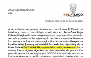 Clausuran tianguis y mercados en #Xalatlaco y San #Mateo Atenco