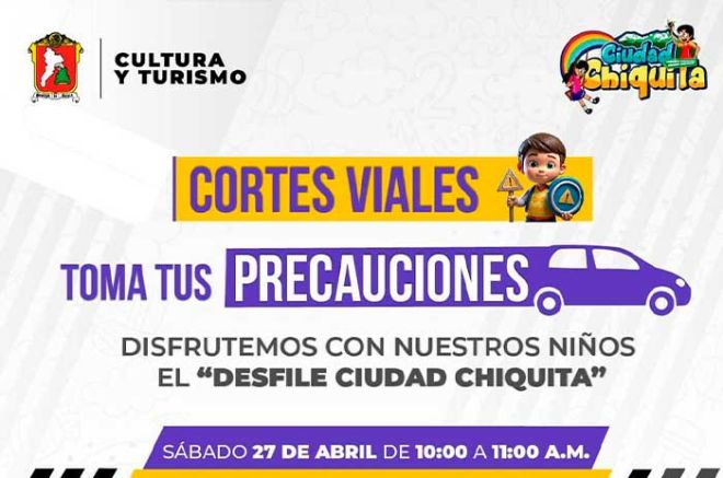 Cortes viales programados para este sábado 27 de abril