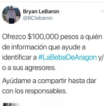 LeBarón ofrece 100 mil pesos para dar con asesinos de #LaBebaDeAragón