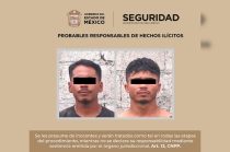 Luis “N”, de 24 años, y Mario “N”, de 33, fueron puestos a disposición de la Fiscalía Regional de Atlacomulco.