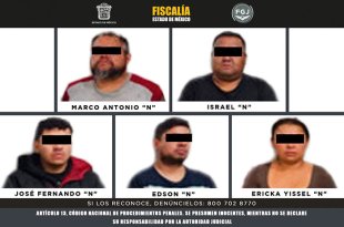 Marco Antonio “N”, Ericka Yissel “N”, Israel “N”, José Fernando “N” y Edson “N” fueron ingresados al penal de Ecatepec, donde quedaron a disposición de la autoridad judicial.