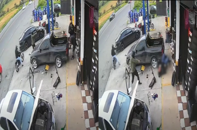 Imagen de cámara de seguridad muestra a los presuntos agresores en motocicleta