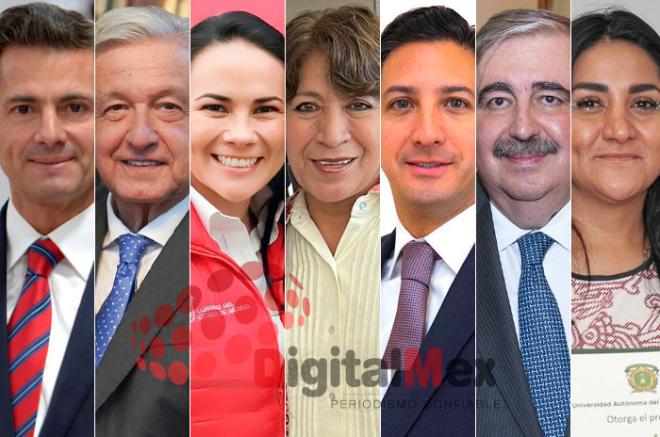 Enrique Peña, Andrés Manuel López Obrador, Alejandra del Moral, Delfina Gómez, Rodrigo Jarque, Ricardo Sodi, Patricia Mireles.