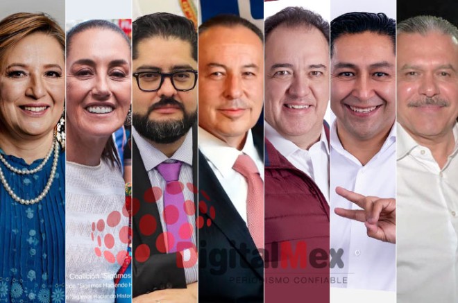 Xóchitl Gálvez, Claudia Sheinbaum, Andrés Téllez, José Luis Cervantes, Gonzalo Alarcón, Óscar Ruiz, Ublester Santiago 