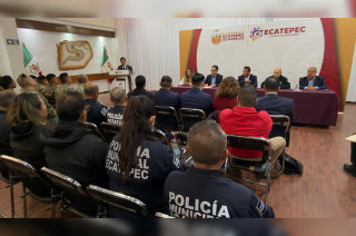 Participantes del Curso-Taller sobre Procedimiento Oral Penal, dirigido a policías municipales y estatales, elementos de la Guardia Nacional y Secretaría de Marina, así como personal de la Fiscalía Regional de Ecatepec.
