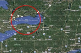 Google Maps muestra “Lake America” en Estados Unidos, mientras que en Canadá mantiene la denominación “Lake Ontario”.