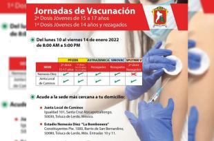Durante la vacunación contra Covid-19 en Toluca, los menores de edad deben acudir acompañados por un padre, madre o tutor.