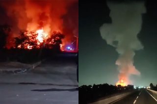 Vecinos y automovilistas captaron las enormes llamaradas que iluminaron el cielo tras el estallido de una bodega con material pirotécnico.