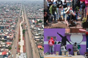 Trabajos de limpieza, reforestación y murales en Ecatepec.