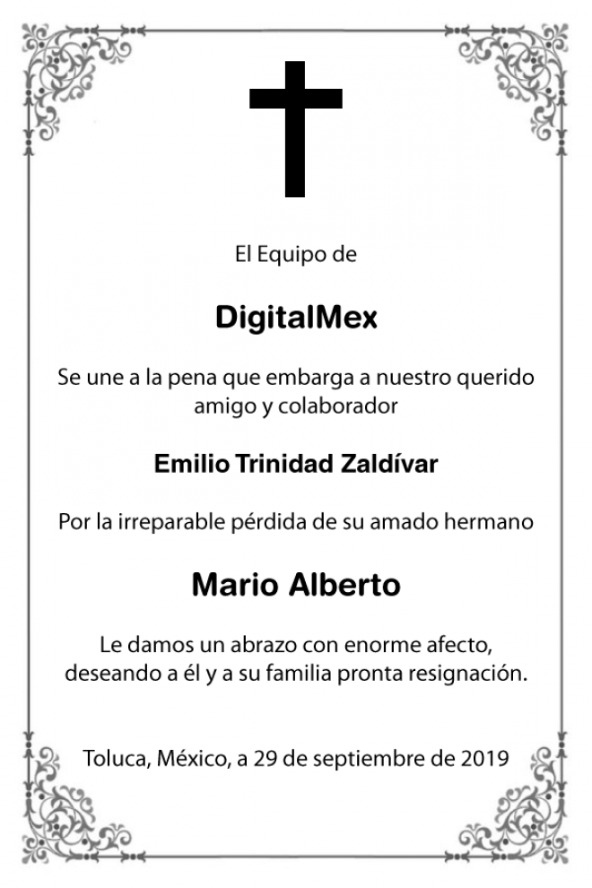 Esquela Mario Alberto Trinidad Zaldívar