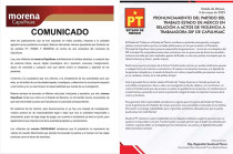 El Partido del Trabajo en el Estado de México emitió un comunicado en el que manifestó su rechazo a los hechos y pidió una investigación “profunda, objetiva y sin revictimización”.