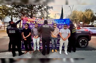Tras una persecución, policías municipales capturaron a cuatro hombres originarios de Jiquipilco.