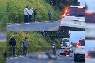 Dos motocicletas quedaron involucradas en el choque frontal ocurrido sobre la carretera Calimaya-Zaragoza.