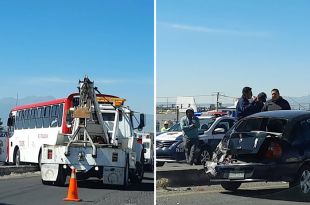 Choca autobús de pasajeros contra automóvil en Xonacatlán