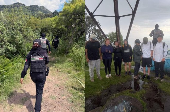 Elementos de la SSEM localizaron y rescataron a siete excursionistas extraviados en la Sierra de Guadalupe, en Coacalco.
