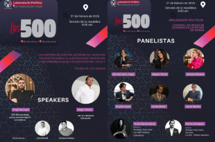 Cartel oficial del Laboratorio Político de los 500, donde se anuncian panelistas y speakers participantes