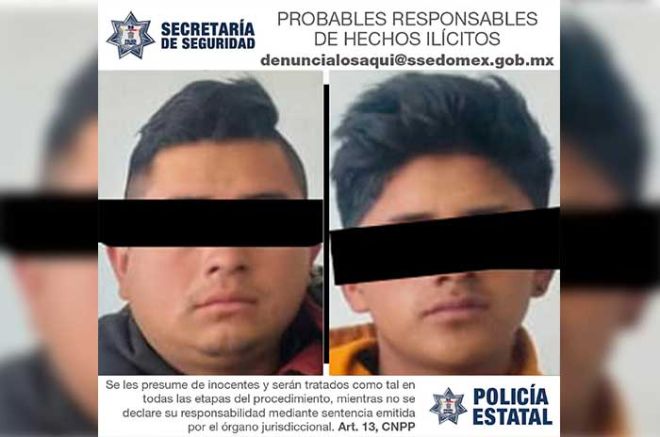 Fueron detenidos Alan “N” y Miguel “N” de 21 y 18 años, respectivamente.