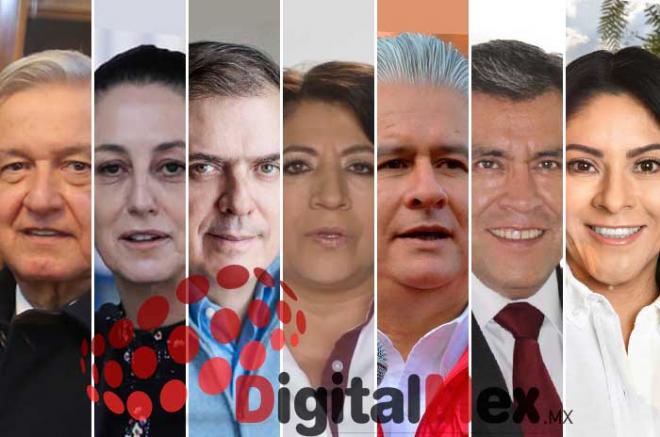 Andrés Manuel López Obrador, Claudia Sheinbaum, Marcelo Ebrard, Delfina Gómez, Herminio Cahue, Ricardo Núñez, Karla Fiesco.