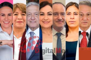 Alejandra Del Moral, Delfina Gómez, AMLO, Jacqueline García, Rodrigo Martínez, Griselda Camacho, Luis Felipe Puente