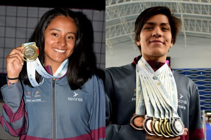 Atletas mexiquenses celebran las medallas obtenidas durante las pruebas de atletismo en la Olimpiada Nacional CONADE 2026.