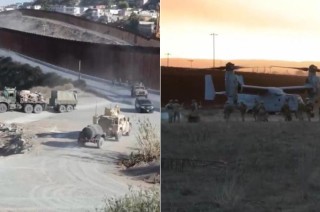 La Casa Blanca compartió un video donde se observan helicópteros militares aterrizando cerca del muro fronterizo, mientras los marines, armados, se despliegan en varios puntos.
