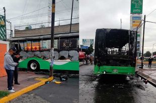 Arde en llamas camión de pasajeros en Valle de Chalco